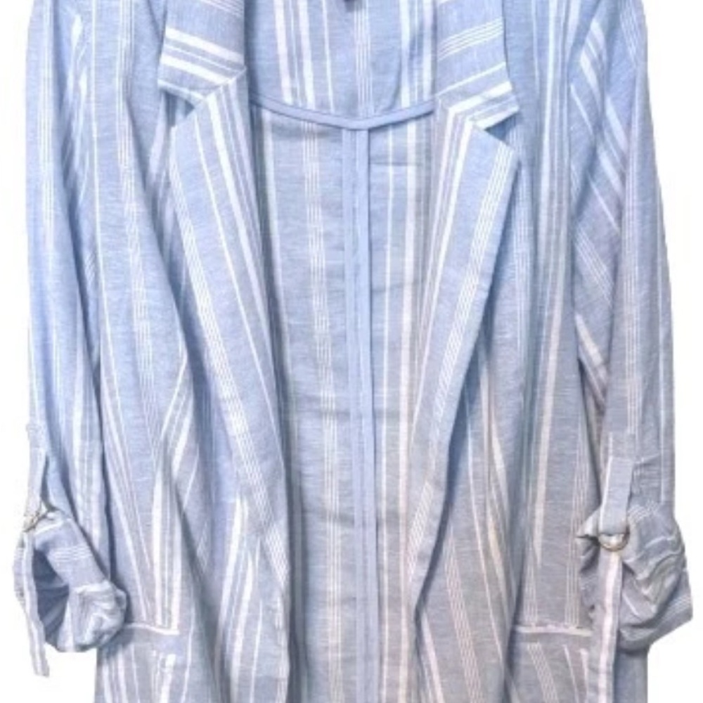 Ellen Tracy Light Blue and White Striped Jacket